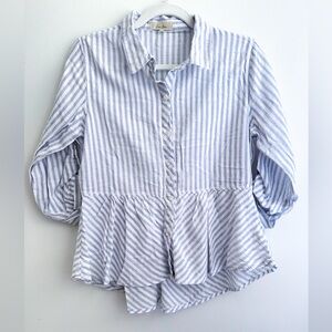 Love Notes Blue and White Striped Button Down Shirt